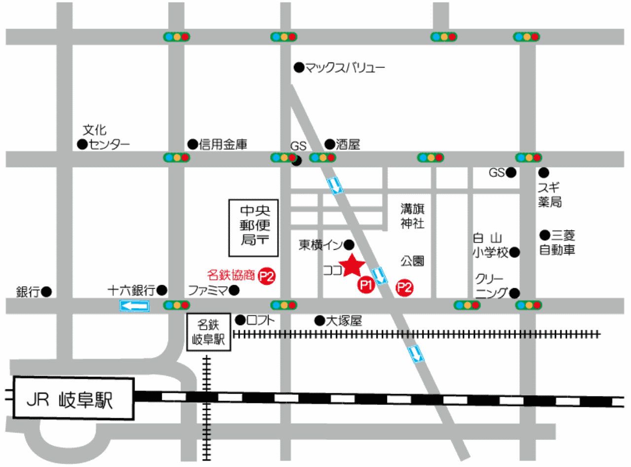 岐阜横山鞄の本店アクセス地図